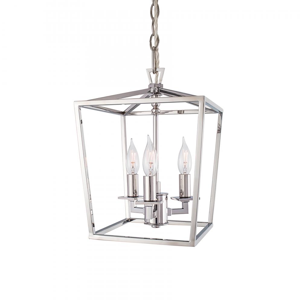 Cage 8.5&#39;&#39; Wide 3-Light Pendant - Polished Nickel