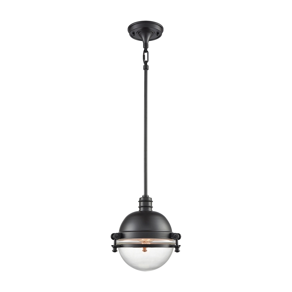 Riley 1 Light Pendant in Oil Rubbed Bronze with Clear Glass