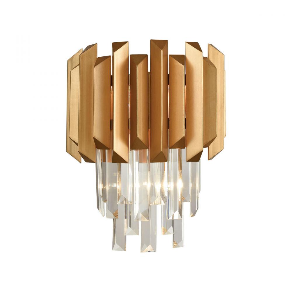 Seneca Falls 2-Light Sconce in Matte Gold with Crystal