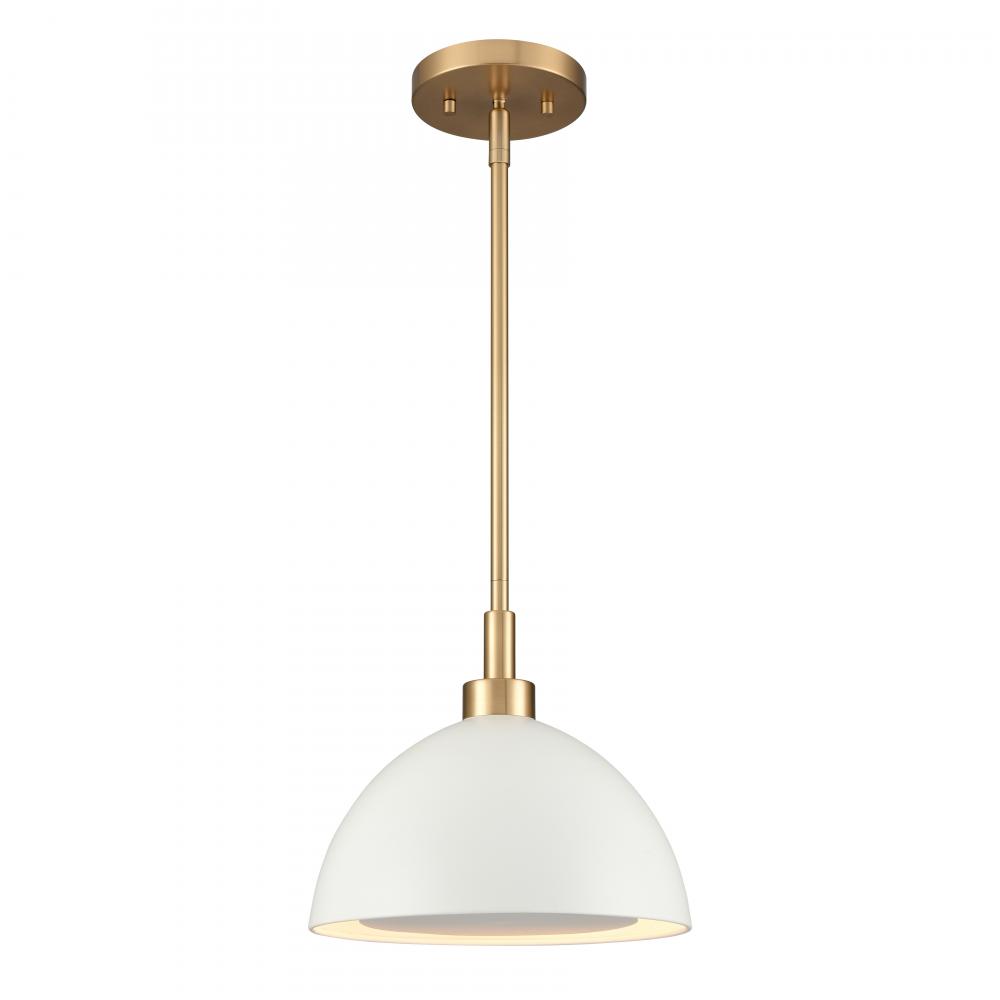 Pelham 10&#39;&#39; Wide 2-Light Pendant - Satin Brass with Matte White