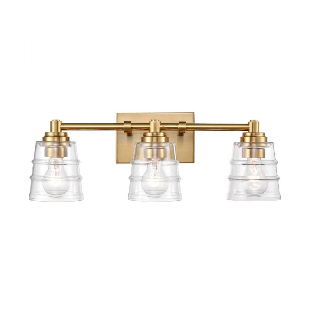 Pulsate 21.5&#39;&#39; Wide 3-Light Vanity Light - Satin Brass