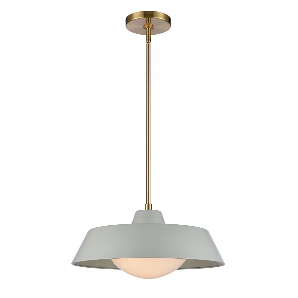 Gilman 16&#39;&#39; Wide 1-Light Pendant - Satin Brass with Powder Blue