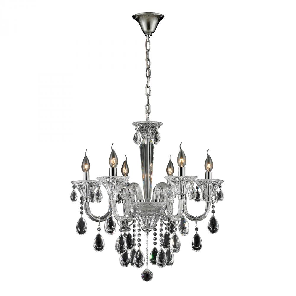 Six Light Clear/chrome Up Chandelier