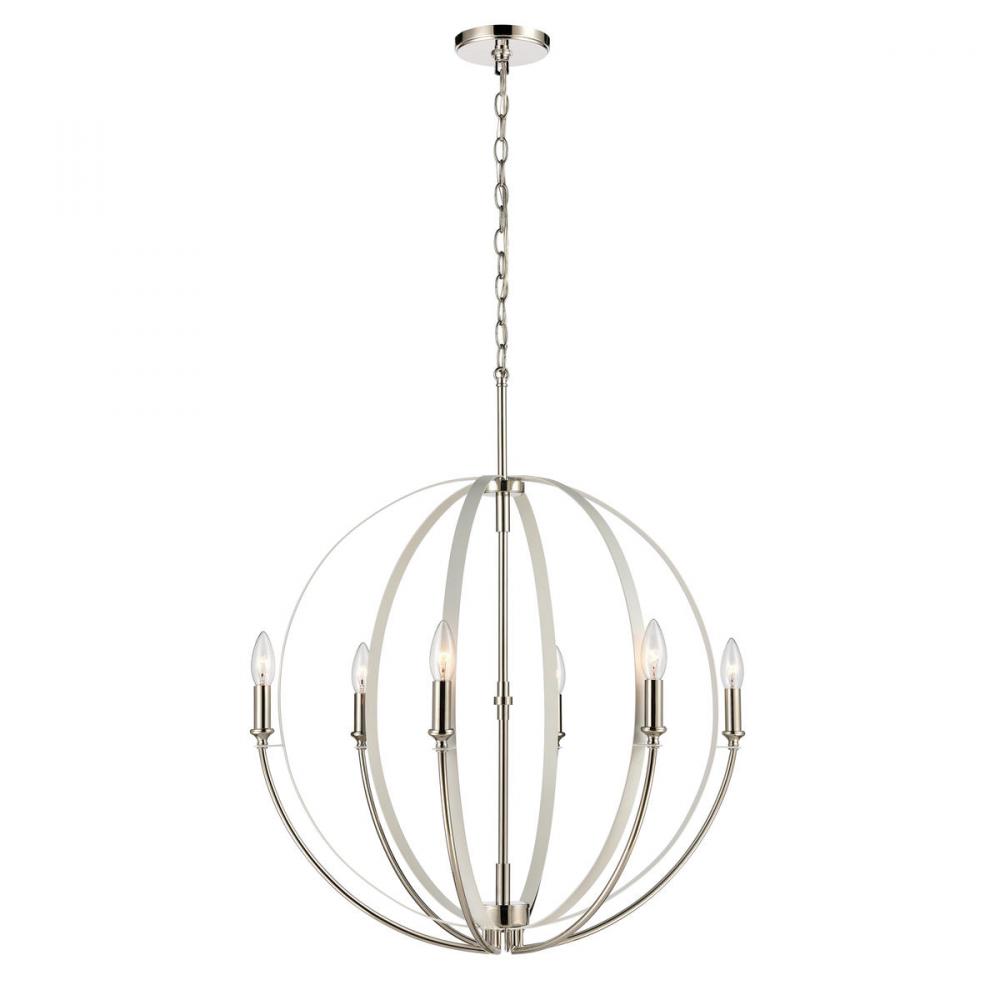 Rotunde 26&#39;&#39; Wide 6-Light Chandelier - Matte White