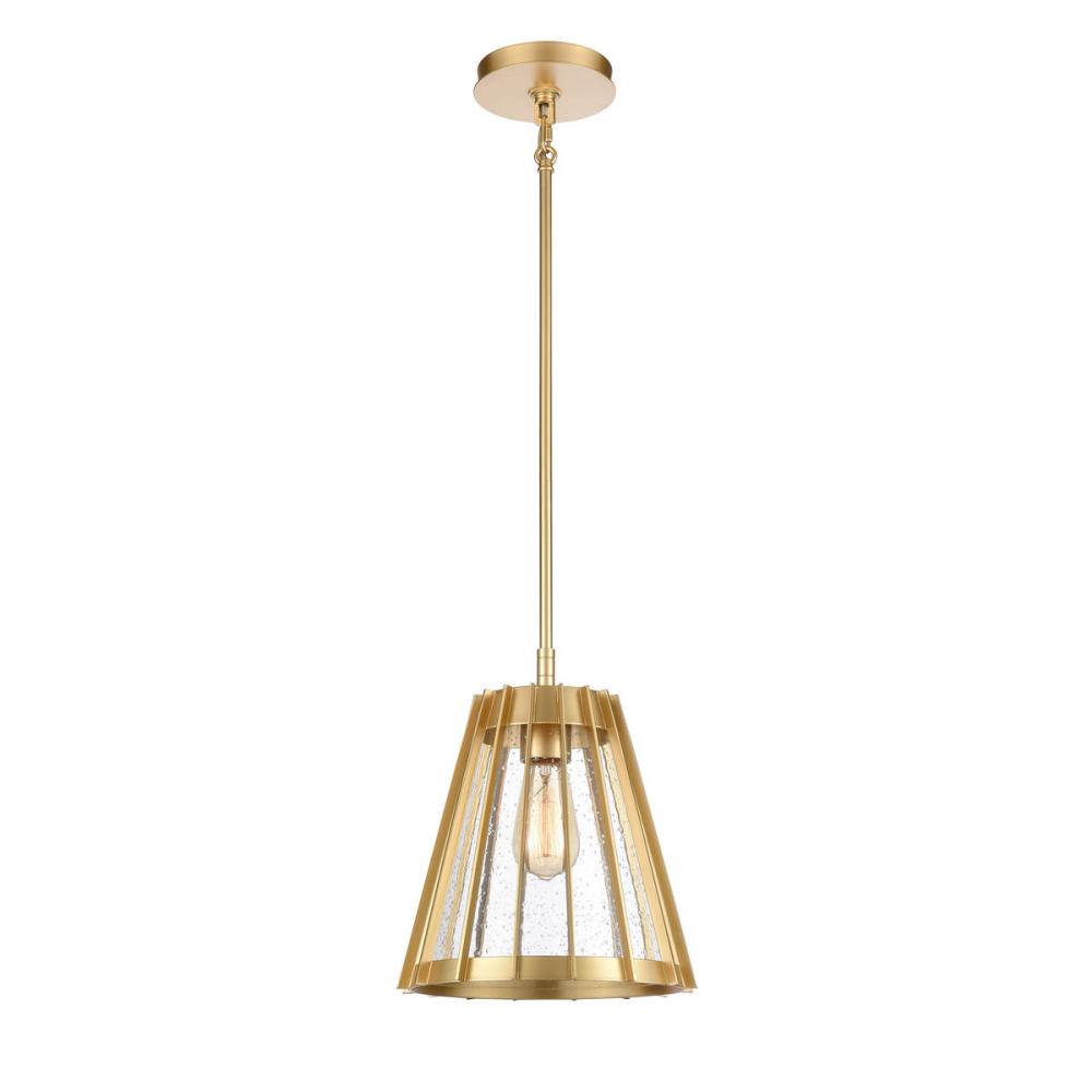 Open Louvers 10&#39;&#39; Wide 1-Light Pendant - Champagne Gold