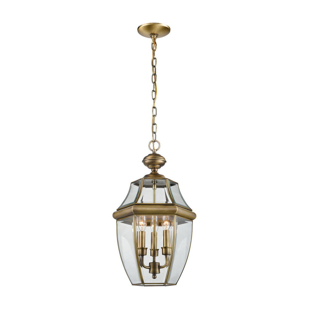 Thomas - Ashford 12&#39;&#39; Wide 3-Light Outdoor Pendant - Antique Brass