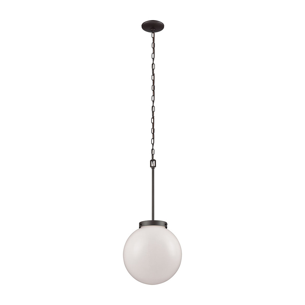 Thomas - Beckett 12&#39;&#39; Wide 1-Light Mini Pendant - Oil Rubbed Bronze with White Glass