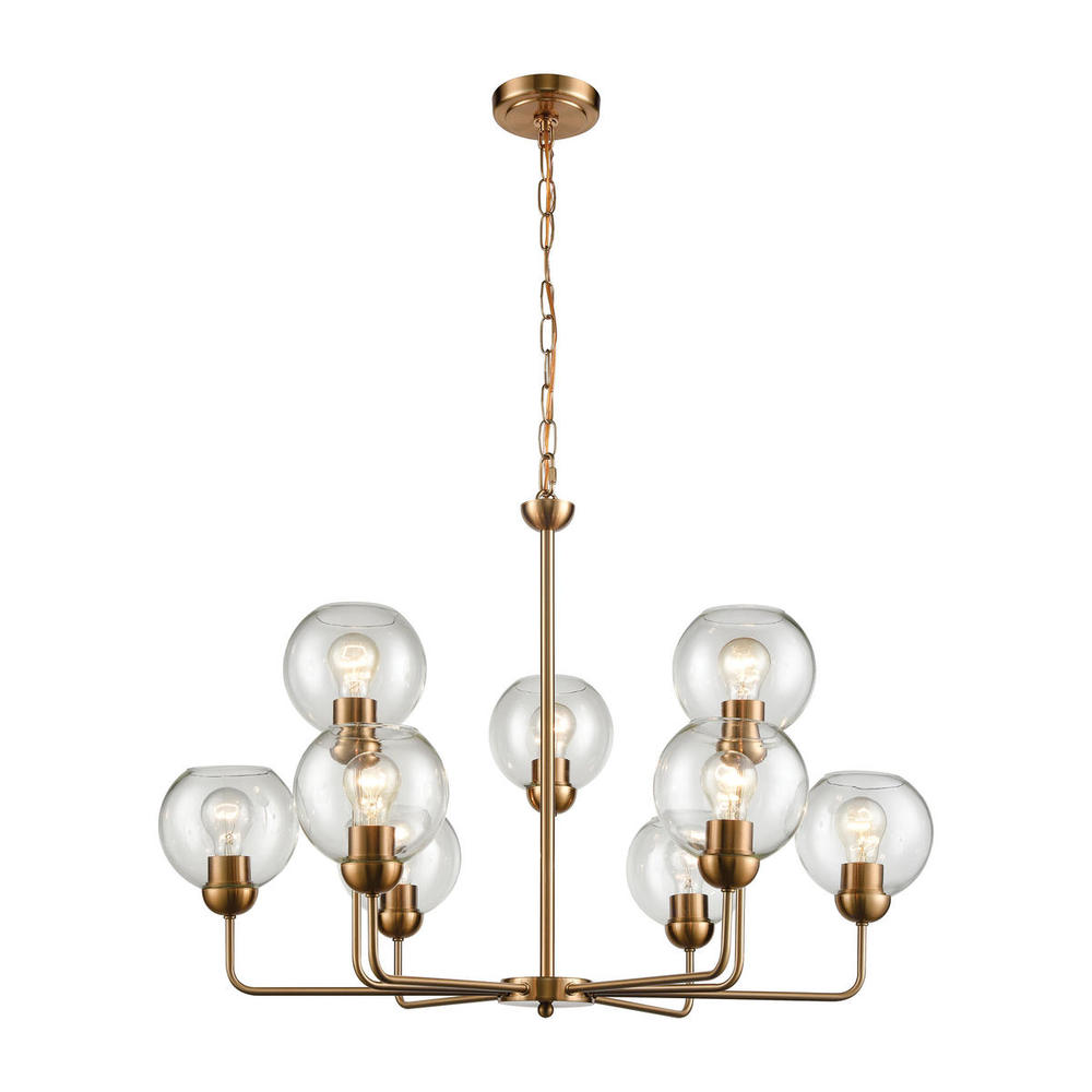 Thomas - Astoria 32&#39;&#39; Wide 9-Light Chandelier - Satin Gold