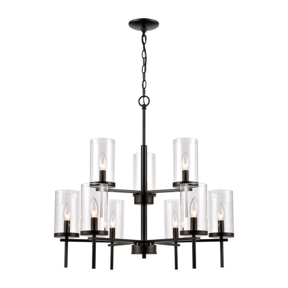 Thomas - Oakland 28.5&#39;&#39; Wide 9-Light Chandelier - Black