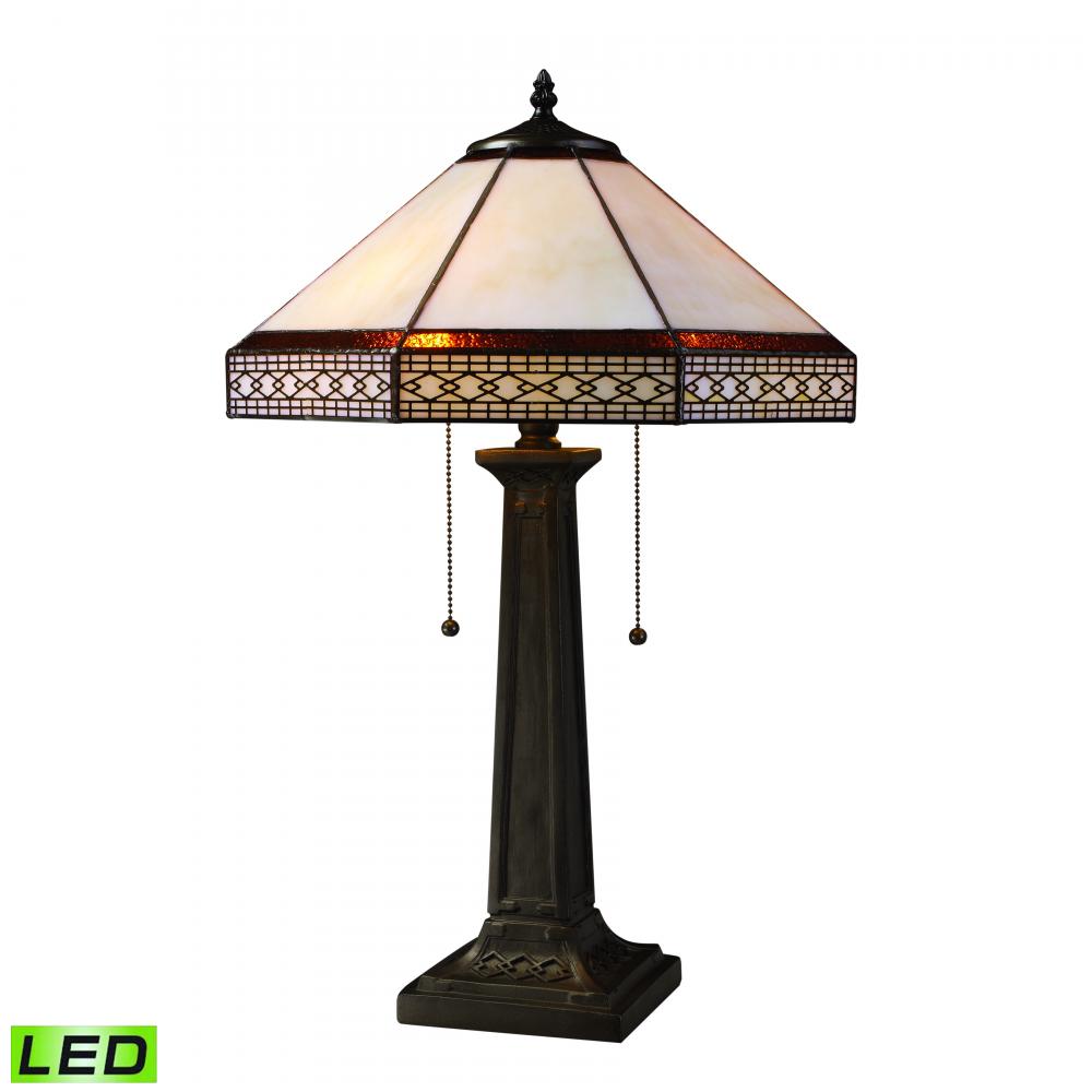 Stone Filigree 24&#39;&#39; High 2-Light Table Lamp - Tiffany Bronze - Includes LED Bulbs