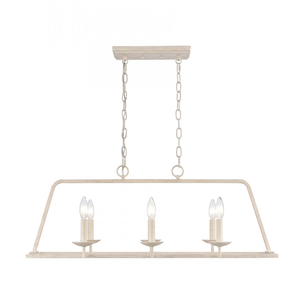 Joanie 34&#39;&#39; Wide 6-Light Linear Chandelier - Antique White