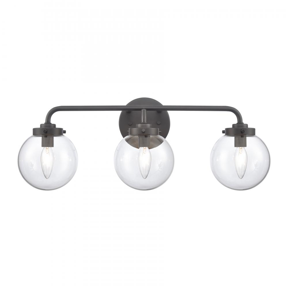 Fairbanks 22.75&#39;&#39; Wide 3-Light Vanity Light - Matte Black and Clear