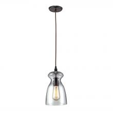  60043-1 - Menlow Park 1-Light Mini Pendant in Oiled Bronze with Smoked Glass